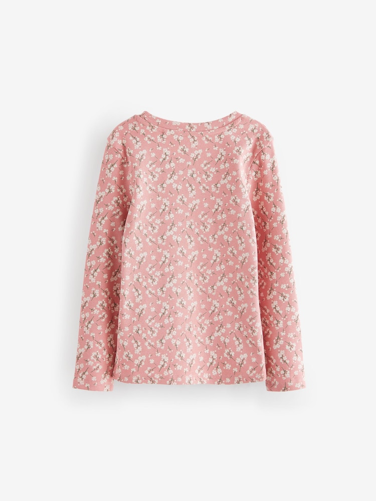 Floral rose - Hauts à manches longues en côtes 4 Pack (3-16ans) - Image 7 of 11