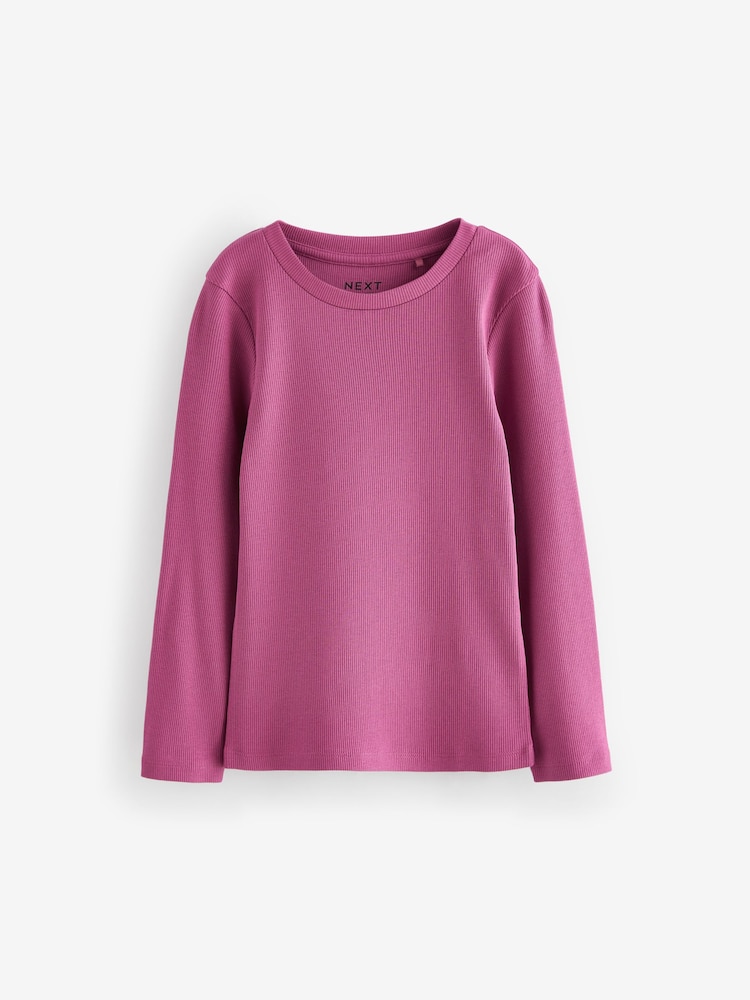 Floral rose - Hauts à manches longues en côtes 4 Pack (3-16ans) - Image 9 of 11