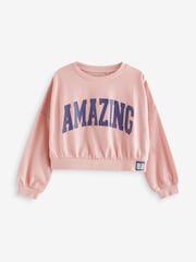 Pink/Blue Varsity Graphic 100% Cotton Sweatshirts 3 Pack (3-16yrs) - Image 4 of 6