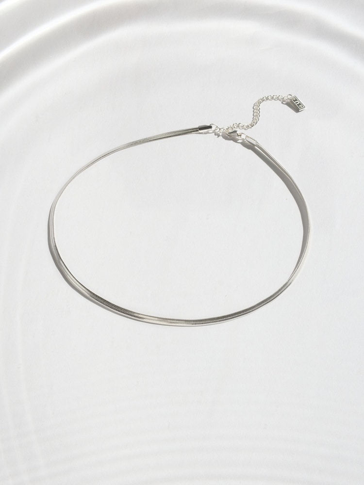 銀灰色 - Stainless Steel Waterproof Snake Chain Necklace - 圖片 1，共 3