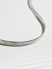 銀灰色 - Stainless Steel Waterproof Snake Chain Necklace - 圖片 3，共 3