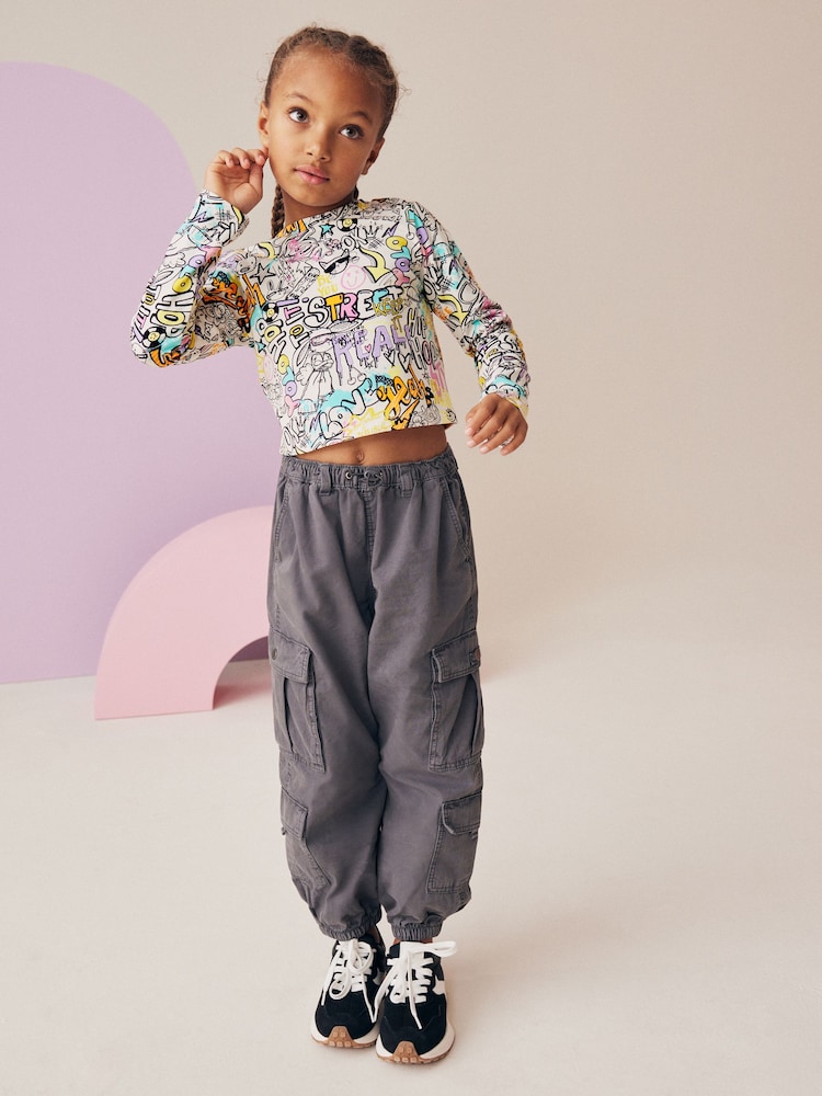 Black/Pink Graffiti Long Sleeve T-Shirt 3 Pack (3-16yrs) - Image 2 of 9
