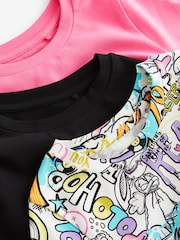 Black/Pink Graffiti Long Sleeve T-Shirt 3 Pack (3-16yrs) - Image 9 of 9