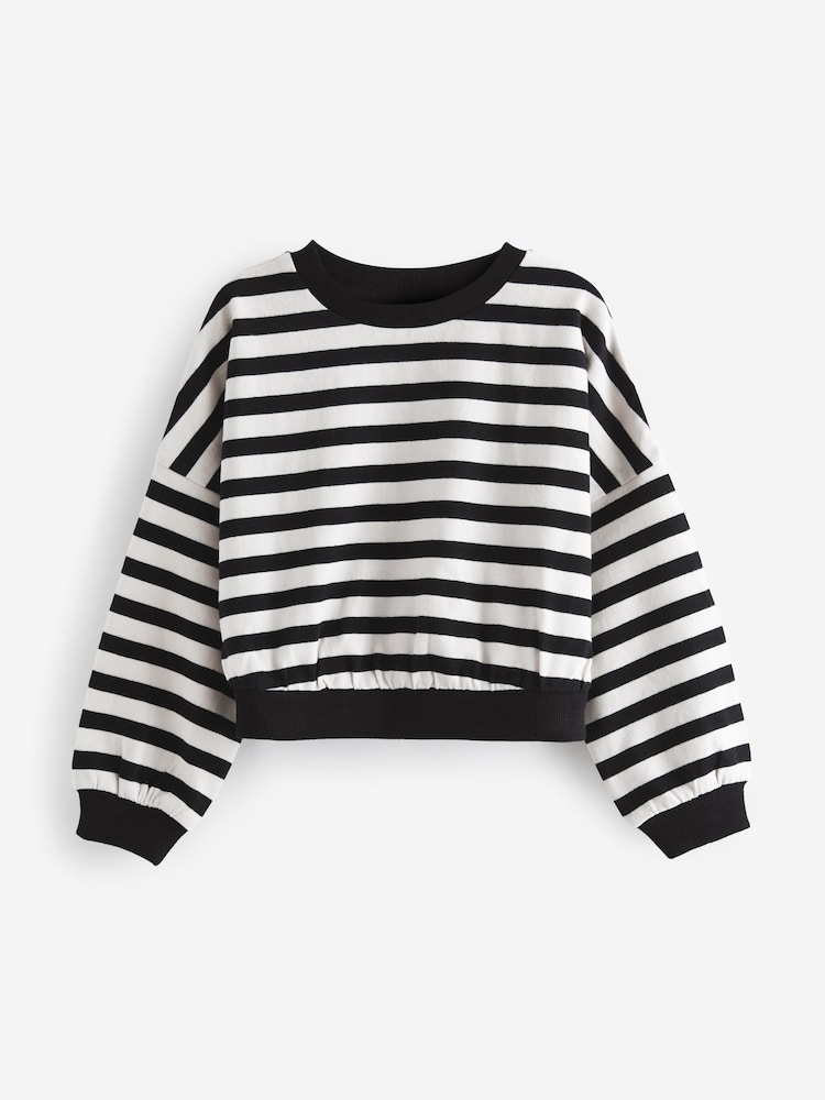 Black/White Boxy Long Sleeve 100% Cotton Sweatshirt 3 Pack (3-16yrs) - Image 6 of 8