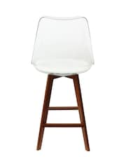 Fusion Living White Soho Clear Plastic Bar Stool with Dark Wood Legs - Image 3 of 5