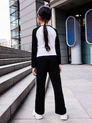 Black/White Rib Raglan T-Shirt and Wide Leg Joggers Set (3-16yrs) - Image 2 of 6