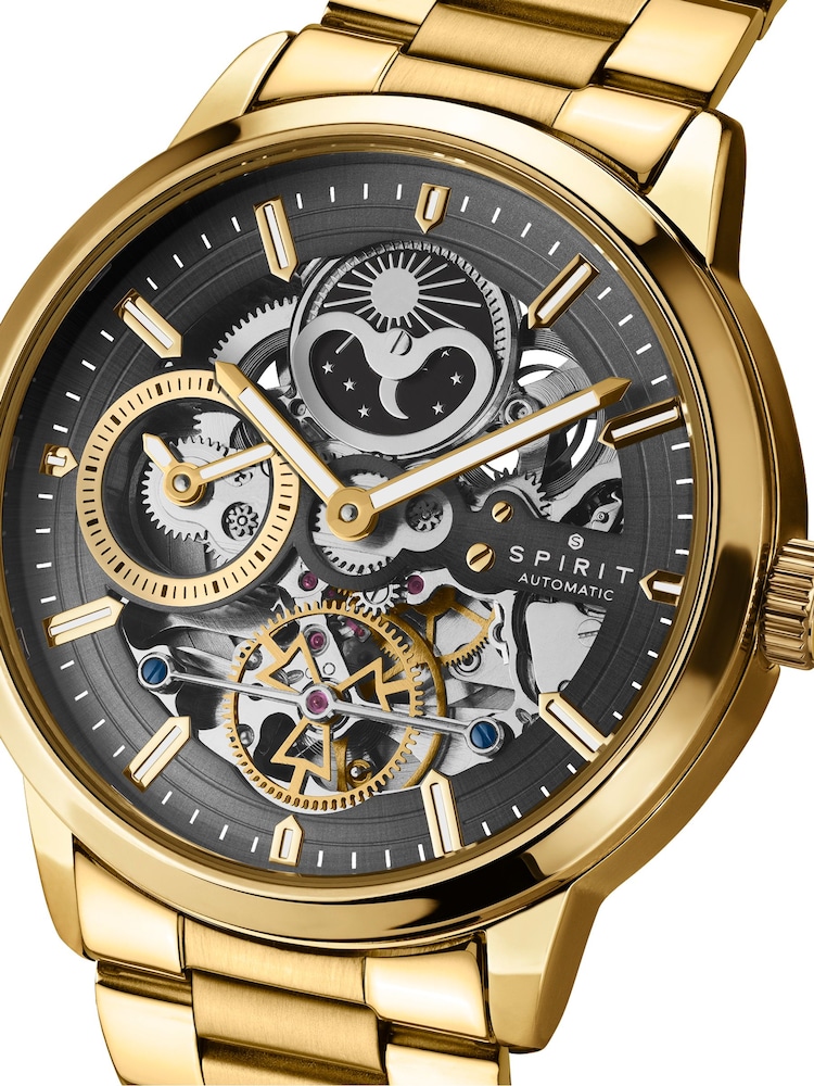 Spirit Gold Spirit Gents Gold Plated Sun Moon Automatic Bracelet Watch - Image 2 of 5 Spirit Gold Spirit Gents Gold Plated Sun Moon Automatic Bracelet Watch - Image 2 of 5