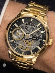 Spirit Gold Spirit Gents Gold Plated Sun Moon Automatic Bracelet Watch - Image 4 of 5