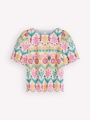 Boden Blue Linen Puff Sleeve Top - Image 1 of 1