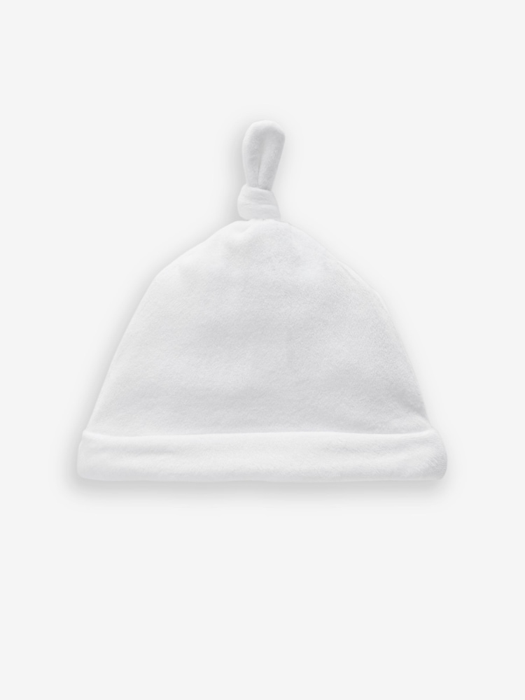 White Velour Baby Tie Top Hats 2 Pack (0-12mths) - Image 2 of 4