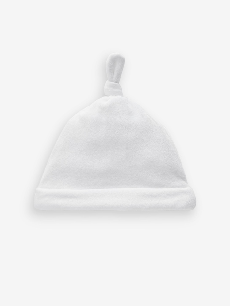 White Velour Baby Tie Top Hats 2 Pack (0-12mths) - Image 3 of 4
