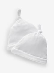 White Velour Baby Tie Top Hats 2 Pack (0-12mths) - Image 4 of 4