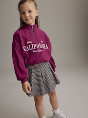 Burgundy Red Varsity Bubble Hem 100% Cotton Sweat & Check Skirt Set (3-16yrs) - Image 1 of 8