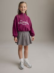 Burgundy Red Varsity Bubble Hem 100% Cotton Sweat & Check Skirt Set (3-16yrs) - Image 2 of 8