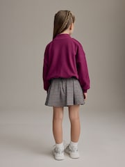Burgundy Red Varsity Bubble Hem 100% Cotton Sweat & Check Skirt Set (3-16yrs) - Image 4 of 8