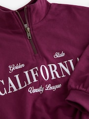 Burgundy Red Varsity Bubble Hem 100% Cotton Sweat & Check Skirt Set (3-16yrs) - Image 7 of 8