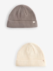 Tan/Cream Baby Beanie Hats 2 Pack - Image 1 of 5