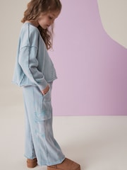 أزرق - Sweat and Wide Leg 100% Cotton Cargo Joggers Set (3-16yrs) - صورة 3 من 9