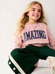 Pink Varsity Graphic 100% Cotton Long Sleeve Sweatshirt (3-16yrs) - Image 1 of 6