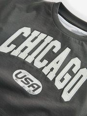Grey/White 100% Cotton Varsity Graphic Layered T-Shirt and Vest (3-16yrs) - Image 11 of 11