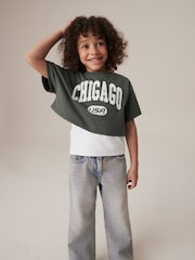 Grey/White 100% Cotton Varsity Graphic Layered T-Shirt and Vest (3-16yrs) - Image 4 of 11