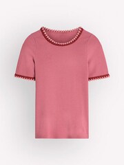 Boden Pink Maddie Trim Detail T-Shirt - Image 1 of 1