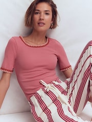 Boden Pink Maddie Trim Detail T-Shirt - Image 5 of 6
