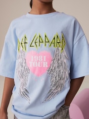 Blue 100% Cotton Def Leppard Band License Oversized T-Shirt (3-16yrs) - Image 4 of 7