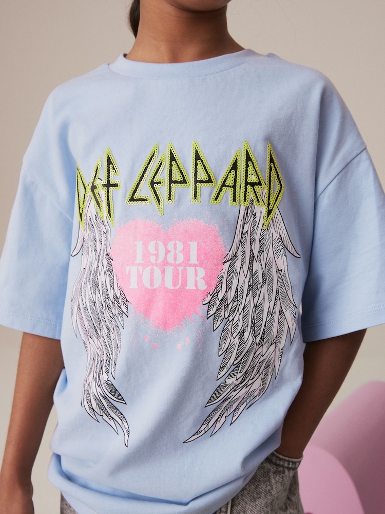 Blue 100% Cotton Def Leppard Band License Oversized T-Shirt (3-16yrs) - Image 4 of 7