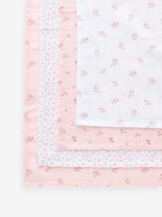 Pink Bunny Baby Muslins 100% Cotton Cloths 4 Pack - Image 1 of 7
