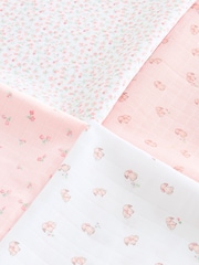 Pink Bunny Baby Muslins 100% Cotton Cloths 4 Pack - Image 3 of 7