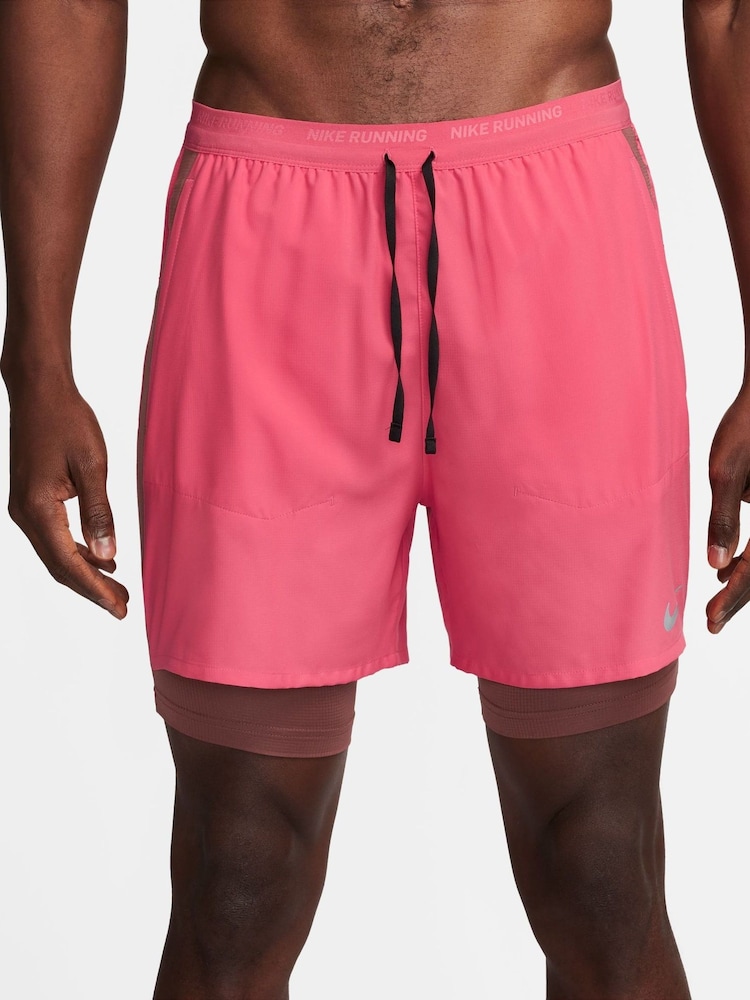 Nike Pink Dri-FIT Stride 5 Inch 2-in-1 Running Shorts - Image 1 of 5