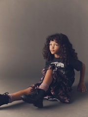 Grey/Purple Graphic T-Shirt and Skirt Set (3-16yrs) - Image 3 of 8