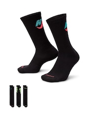 Nike Black Everyday Plus Cushioned Crew Socks 3 Pack - Image 1 of 5
