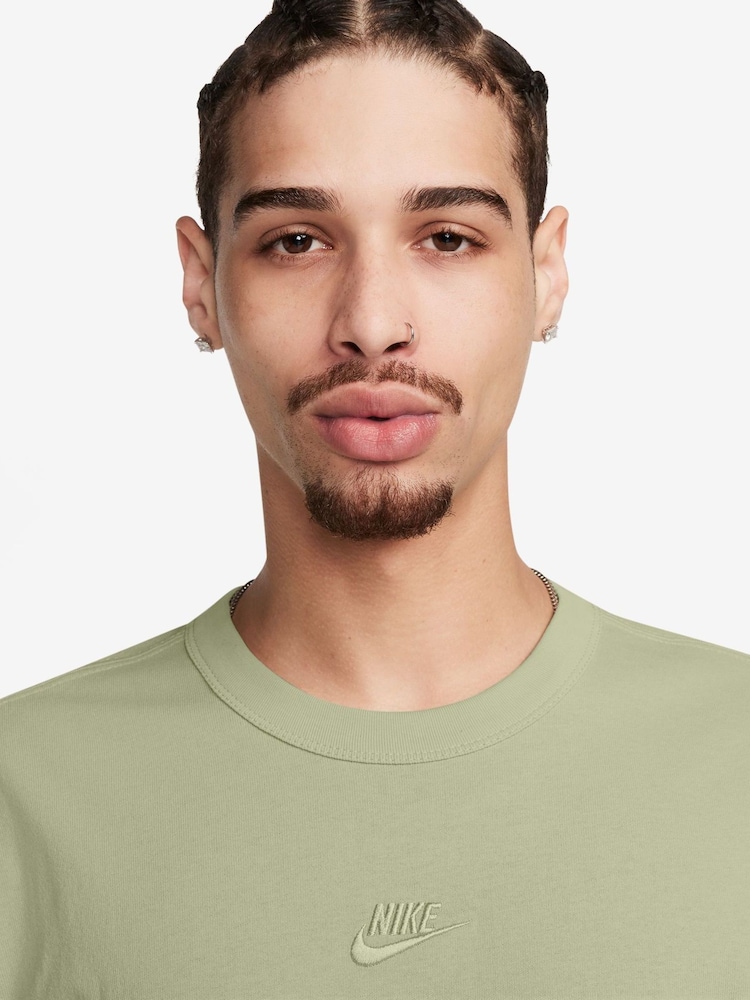 Nike Olive Aura Sportswear Premium 100% Cotton Essentials T-Shirt - Image 3 of 3