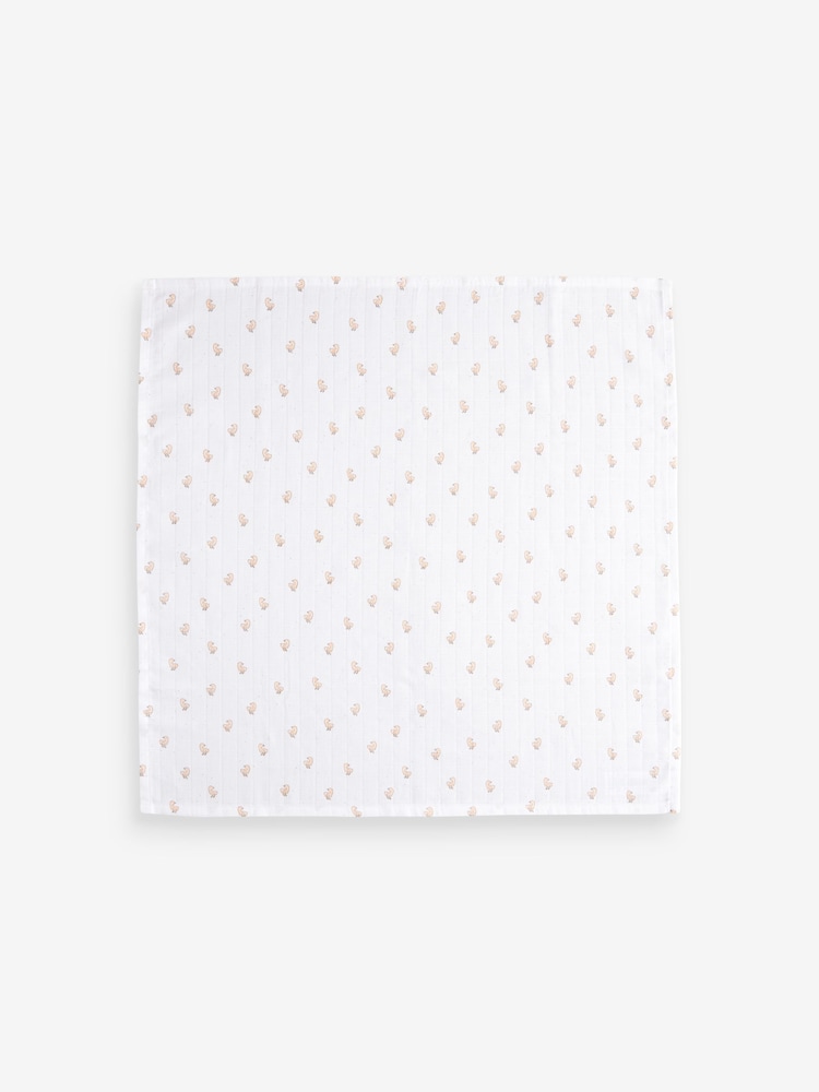 White Delicate Animal Baby Muslins 100% Cotton Cloths 4 Pack - Image 7 of 11