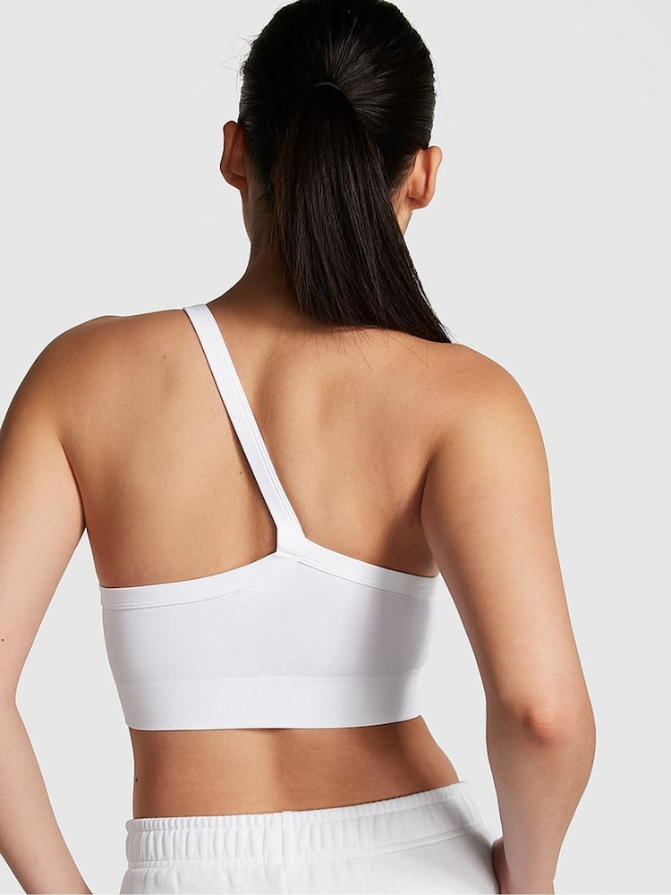 Victoria's Secret PINK White Seamless Low Impact Sports Bra - Image 2 of 3 Victoria's Secret PINK White Seamless Low Impact Sports Bra - Image 2 of 3