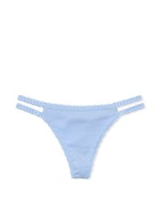 Victoria's Secret PINK Harbor Blue Lace Trim Rib Strappy Thong Knickers - Image 1 of 1