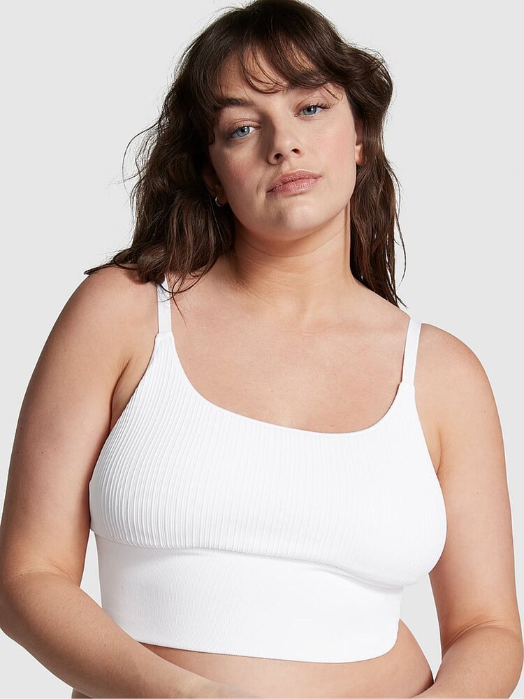 Victoria's Secret PINK Optic White Longline Seamless Low Impact Sports Bra - Image 1 of 4