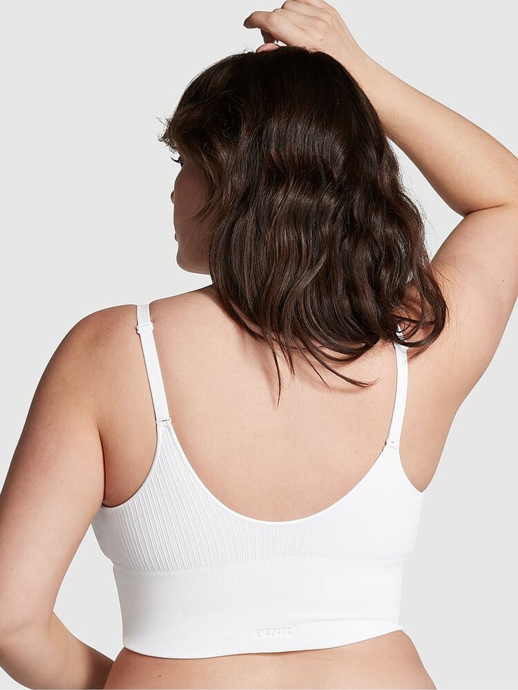 Victoria's Secret PINK Optic White Longline Seamless Low Impact Sports Bra - Image 2 of 4