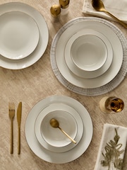 12 Piece White Nova Gold Rim Dinner Set - Image 1 of 4