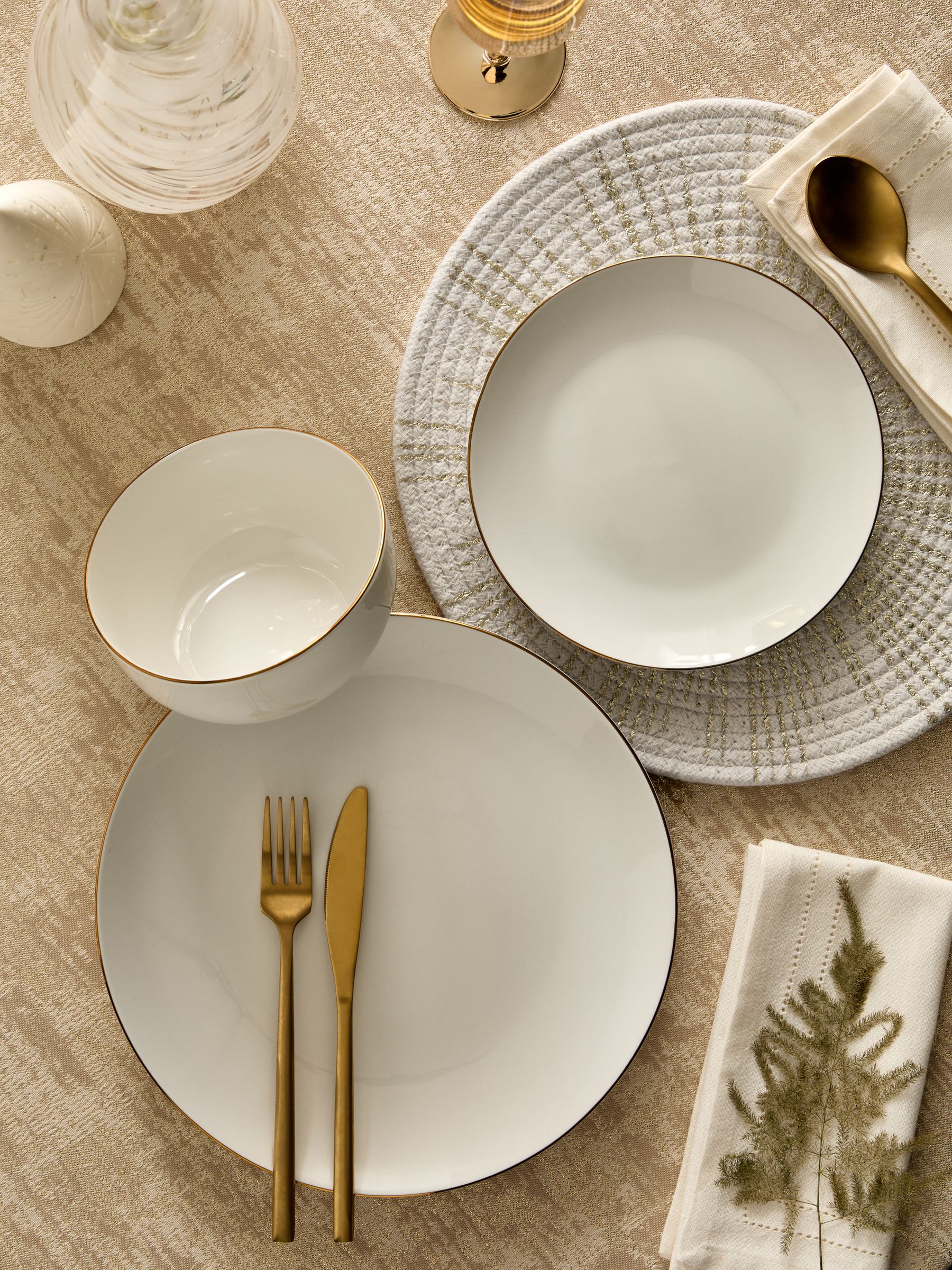 Buy 12 Piece White Nova Gold Rim Dinner Set from Next Germany