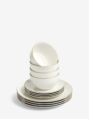 12 Piece White Nova Gold Rim Dinner Set - Image 4 of 4