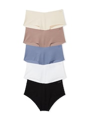 Victoria's Secret PINK Black/Blue/Nude/White Cheeky 5 Pack Knickers - Image 1 of 6