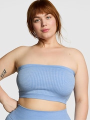 Victoria's Secret PINK Denim Blue Seamless Strapless Low Impact Sports Bralette - Image 1 of 3