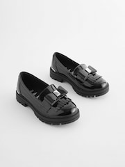 Baker by Ted Baker Girls Black Loafer Shoes with Bow - Image 1 of 9