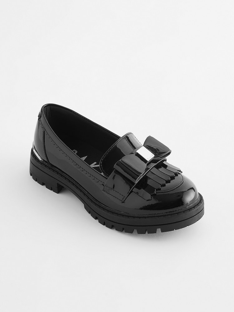 Baker by Ted Baker Girls Black Loafer Shoes with Bow - Image 3 of 9