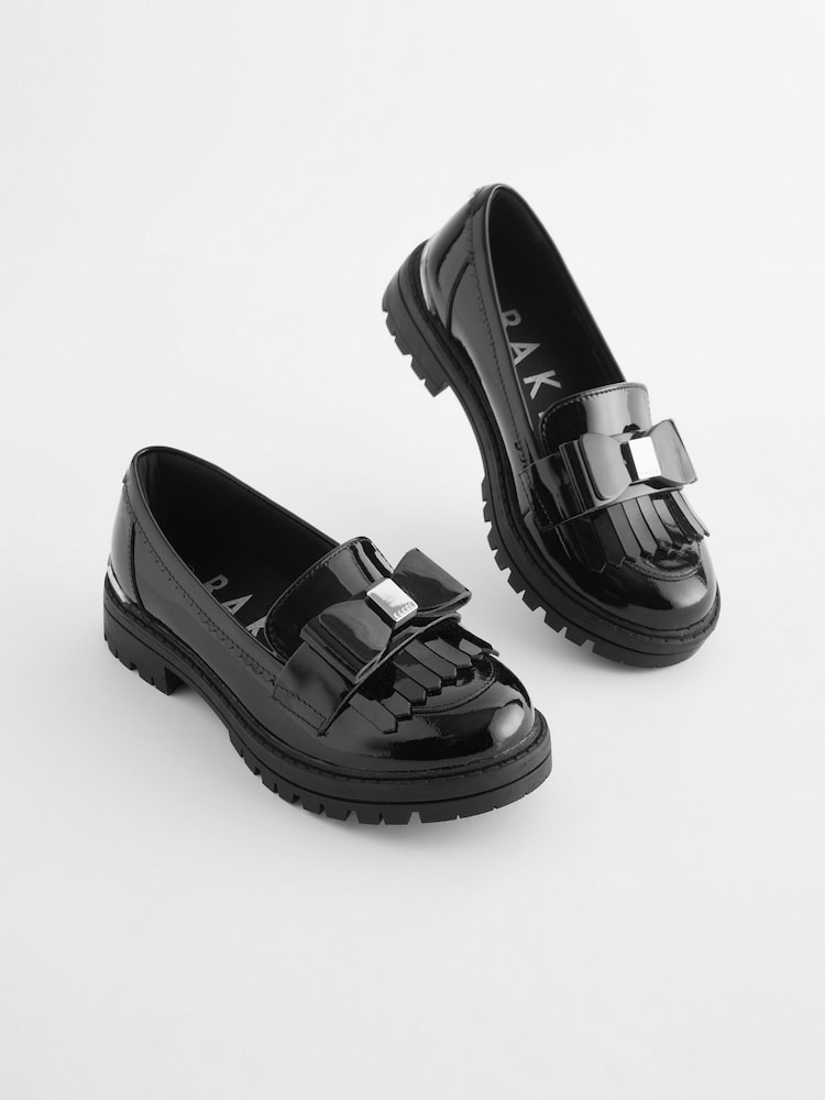 Baker by Ted Baker Girls Black Loafer Shoes with Bow - Image 4 of 9