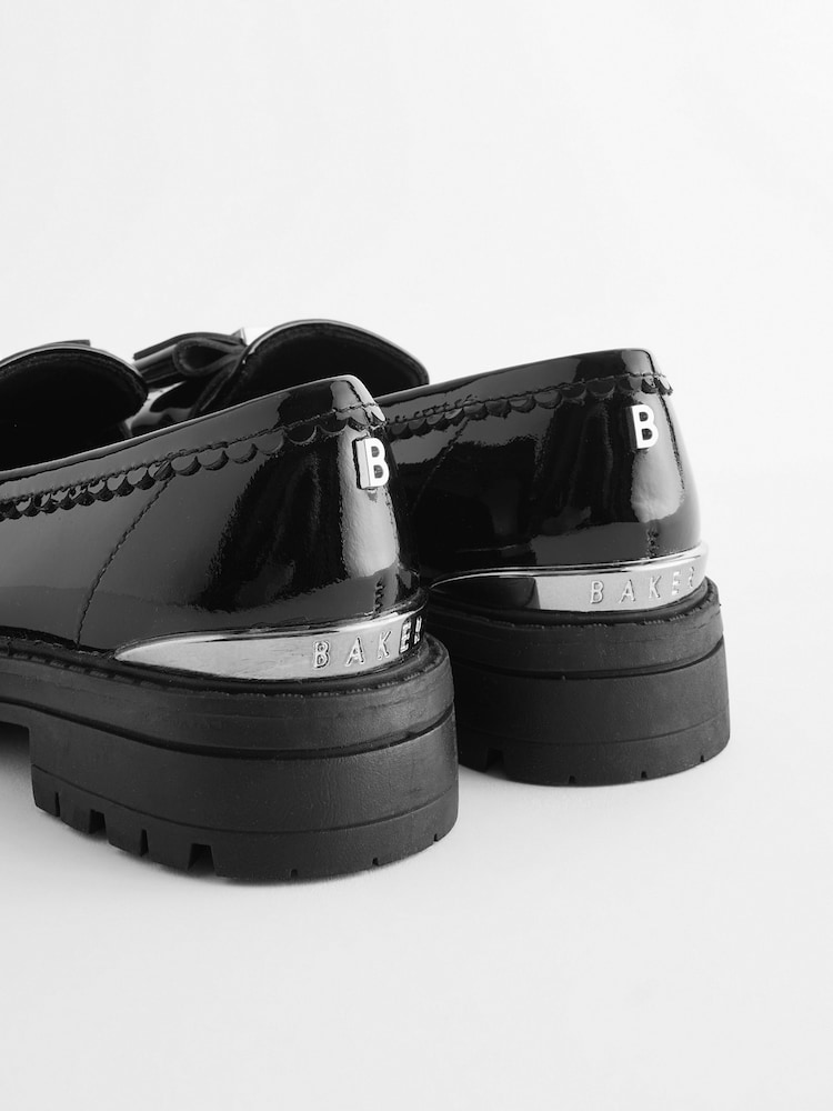 Baker by Ted Baker Girls Black Loafer Shoes with Bow - Image 6 of 9