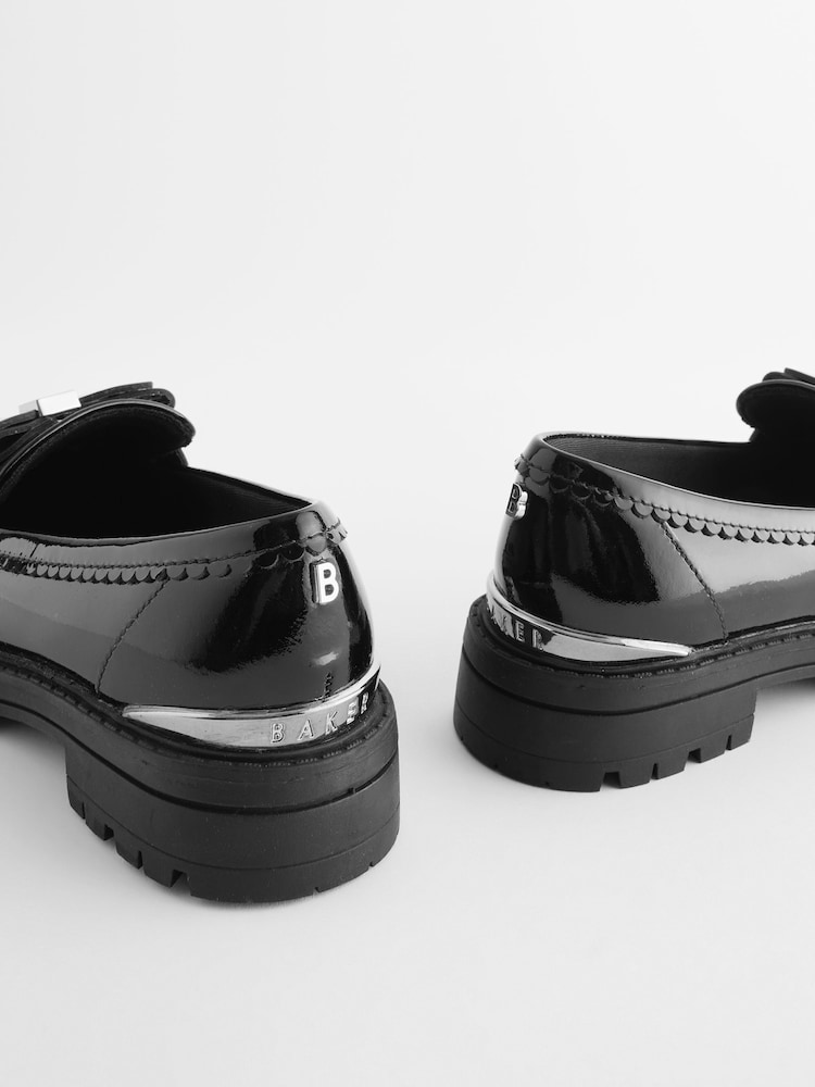 Baker by Ted Baker Girls Black Loafer Shoes with Bow - Image 8 of 9